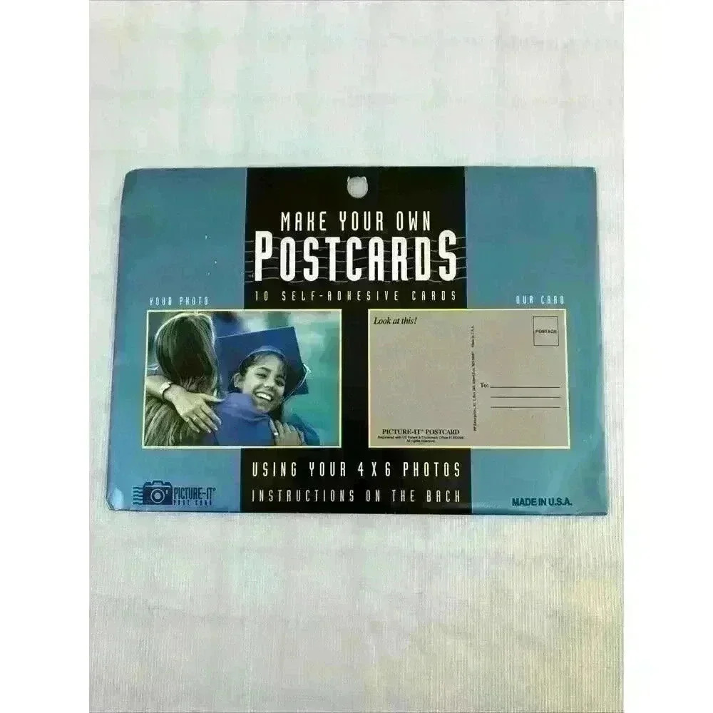 PICTURE-IT Make Your Own Postcard 10 Adhesive Photo Cards 4X6 USA NIP‎ Vintage